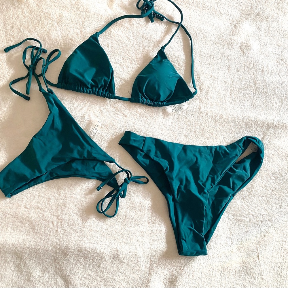 Teal Swimsuit Set with two bikini and one top
